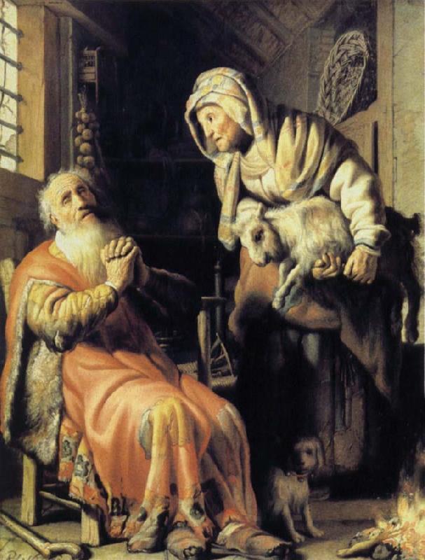 REMBRANDT Harmenszoon van Rijn Tobit Accuses Anna of Stealing the Kid